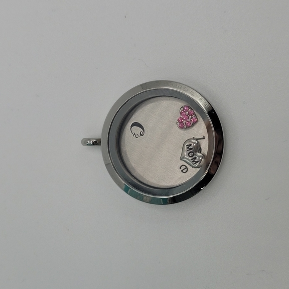 Origami Living Lockets Charm Pendant Necklace with MOM and pink heart - Picture 4 of 8